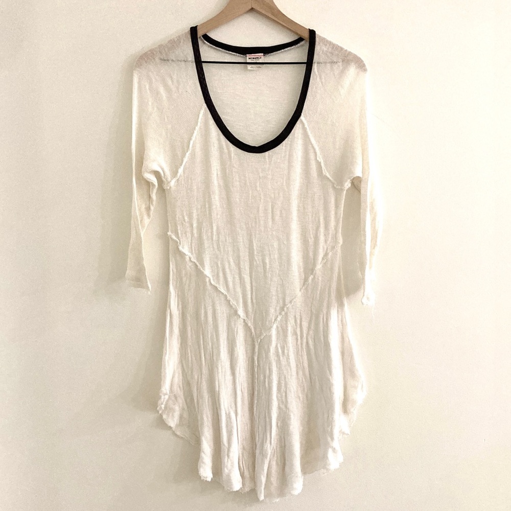 Intimately by Free People White 3/4 Sleeve Tunic Top - Size L